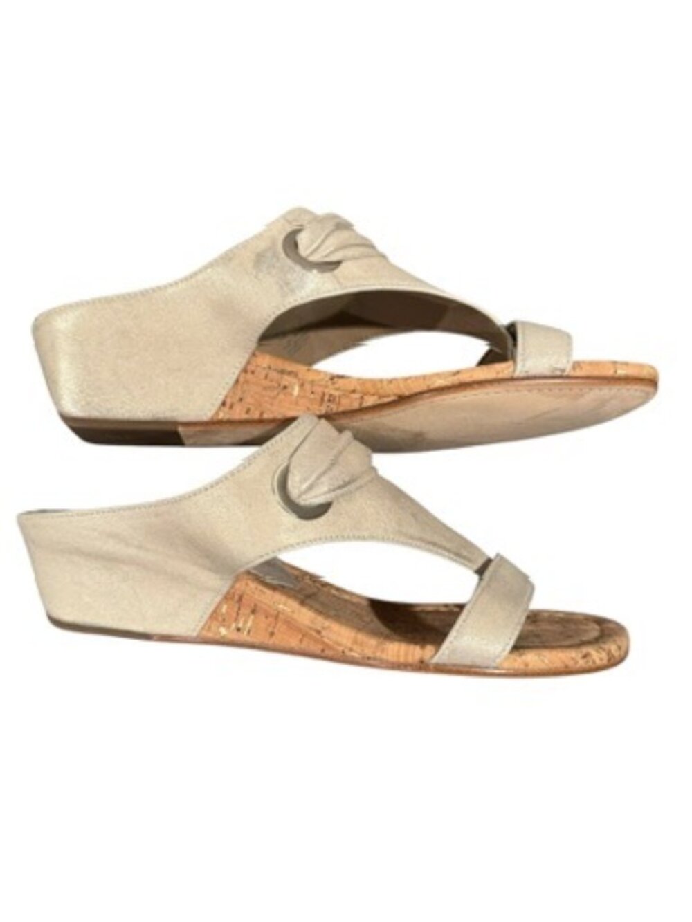 Donald J Pliner Dionne Cork Wedge Slide Sandals Metallic Leather Women’s 10 - Picture 5 of 10
